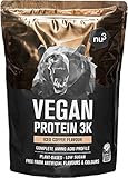 nu3 Vegan Protein 3K Shake (1kg) - Protein Pulver vegan Iced Coffee mit Sonnenblumen Proteinpulver, Reis-, Erbsen- & Johannisbrotprotein - Mehrkomponenten Eiweiss Protein Pulver mit 73% Eiweiss