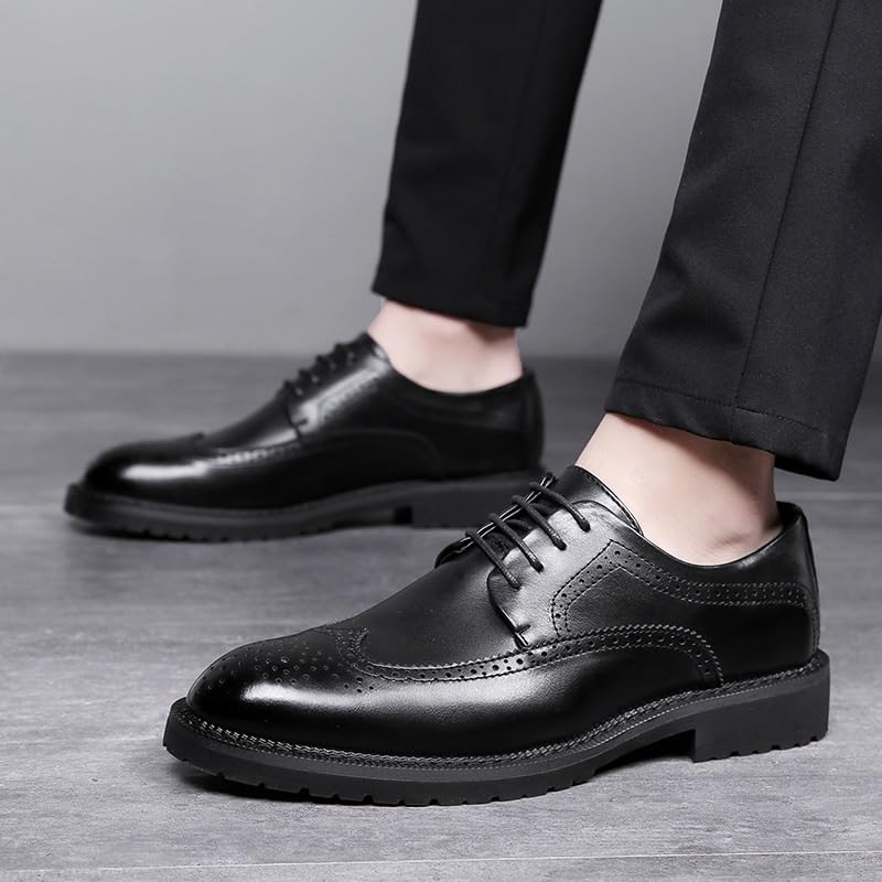 Men's Breathable Dress Shoes Casual Oxford Lace-up Shoes Classic Platform Business Formal Leather3