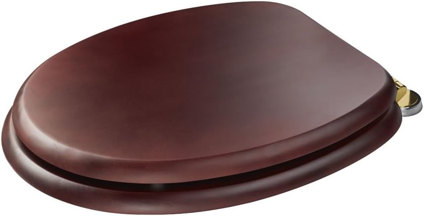 Croydex Douglas 'Sit Tight' Double Fixed, No More Movement Mahogany Effect Toilet Seat with Anti-Bacterial Treated Surface and Brass Hinges