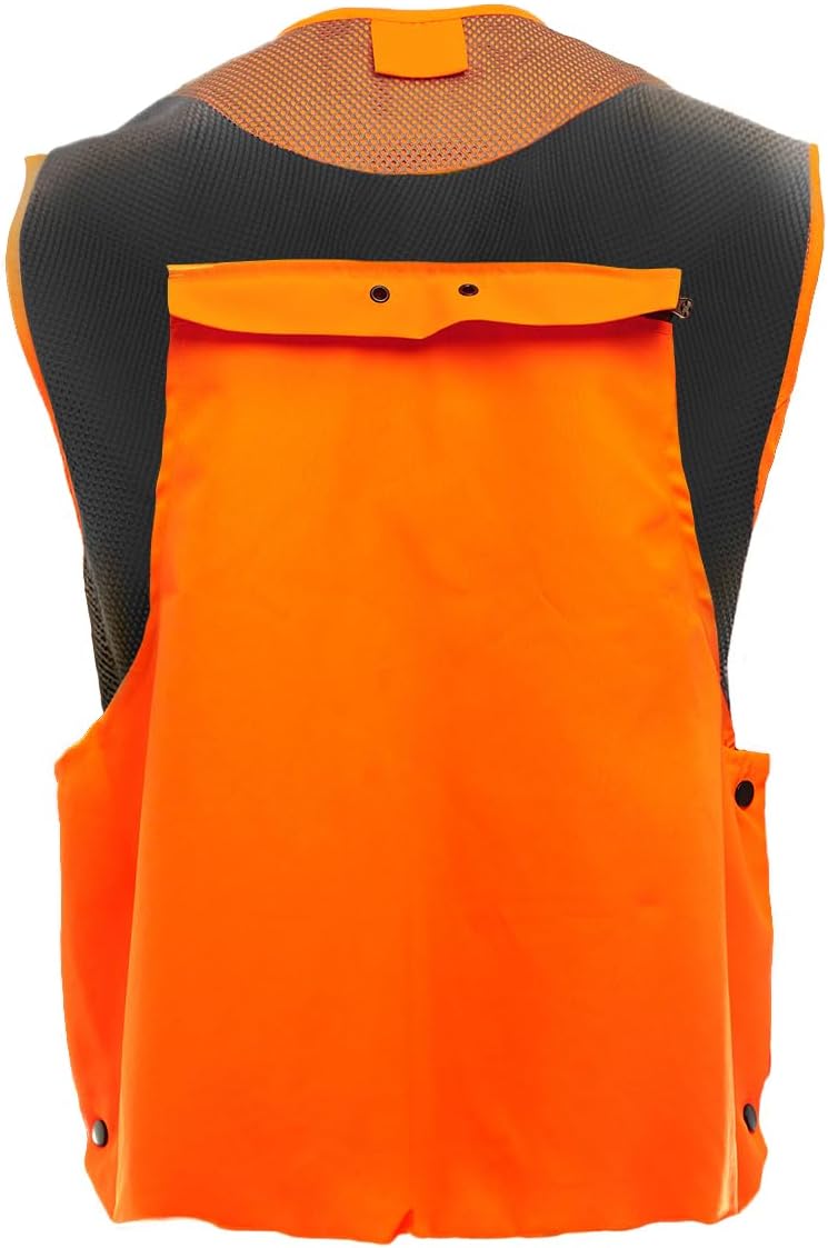TrailCrest by Treel Men's Upland Deluxe Blaze Orange Safety Front Loader High Visibility Vest