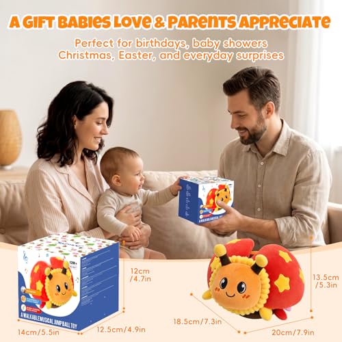 Image of Interactive Crawling Ladybug Toy, Musical Plush Toy for Babies 6-36M
