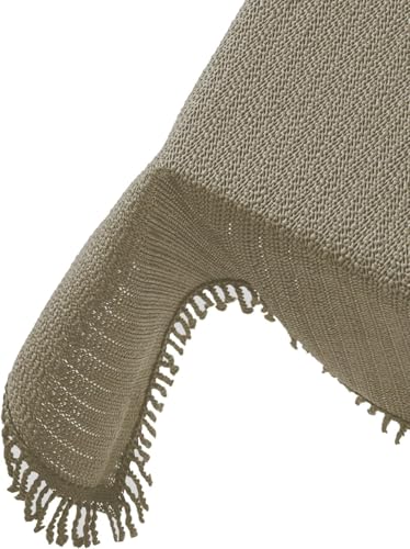 Brandsseller Gartentischdecke 130x220 cm Tischdecke mit Fransen Outdoor Tischtuch rechteckig Weichschaum für Garten, Terrasse, Balkon wetterfest rutschfest - Cappuccino
