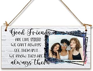 Personalised Wooden Plaque with Photo Good Friends Like Stars Always There Friendship BFFs Bestie Gift Hanging Door Sign