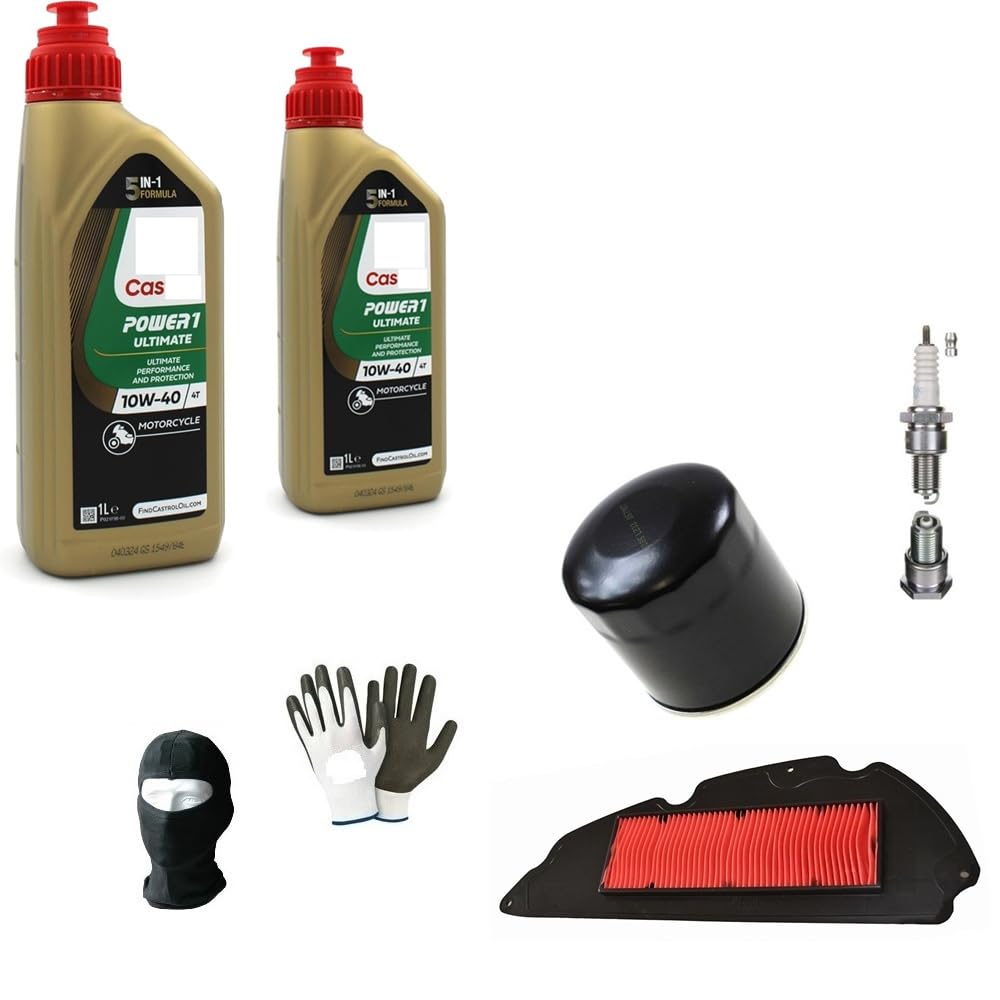COMPATIBILE CON VESPA S 125 SPORT 3V KIT TAGLIANDO PER SCOOTER 2 LITRI DI OLIO C (ASTROL) 10W40 4T POWER 1 RACING SINTETICO+FILTRO OLIO+FILTRO ARIA+CANDELA MANUTENZIONE MOTORE