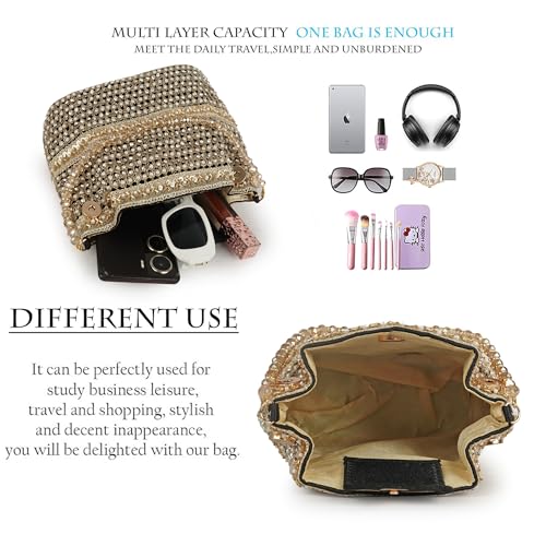 Image of Nevis Silk Fabric Premium Pearl & Crystal Embroidered Potli Bag for Women | Ethnic Bridal Clutch with Golden Handle | Party & Wedding | Potli Bag