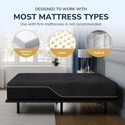 Image of EGOHOME Twin XL Adjustable Bed Frame and 14 inch Cooling Memory Foam Mattress