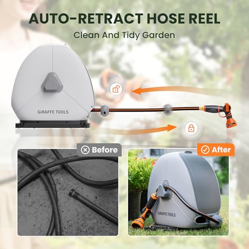 Giraffe Tools Retractable Hose Reel 1/2 Inch X 82Ft,Heavy Duty Ground Mount Garden Hose Reel thumb #3