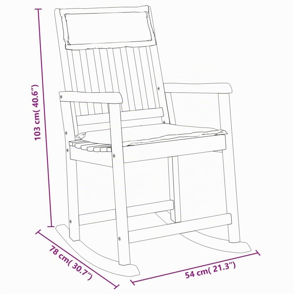 vidaXL Chaise à Bascule avec Coussins Bois Massif d'acacia