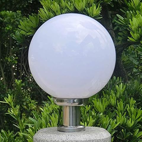 Sockelleuchten Außen Silber Runde Ball Wegeleuchten IP44 Rostfreier Stahl Säule-Lampe säulenlampen Weiß Sockelleuchte Modern E27 Wasserdichte Acryl Rasen Terrasse Landschaft Teiche Spaltelampe φ30CM Cover