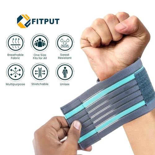 Image of FITPUT Elastic Knee Compression Bandage Wraps (Pack of 2) Support for Ankle, Knee, Elbow Pain Relief, Sports & Workout | Can Be Used For Squats and Powerlifting