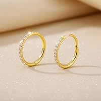 Vista 6 de SmileBelle Anillos de nariz con bisagra de 14K de oro para mujeres 20G, anillo de tabique clicker de acero quirúrgico 316L, arete de aro Huggie