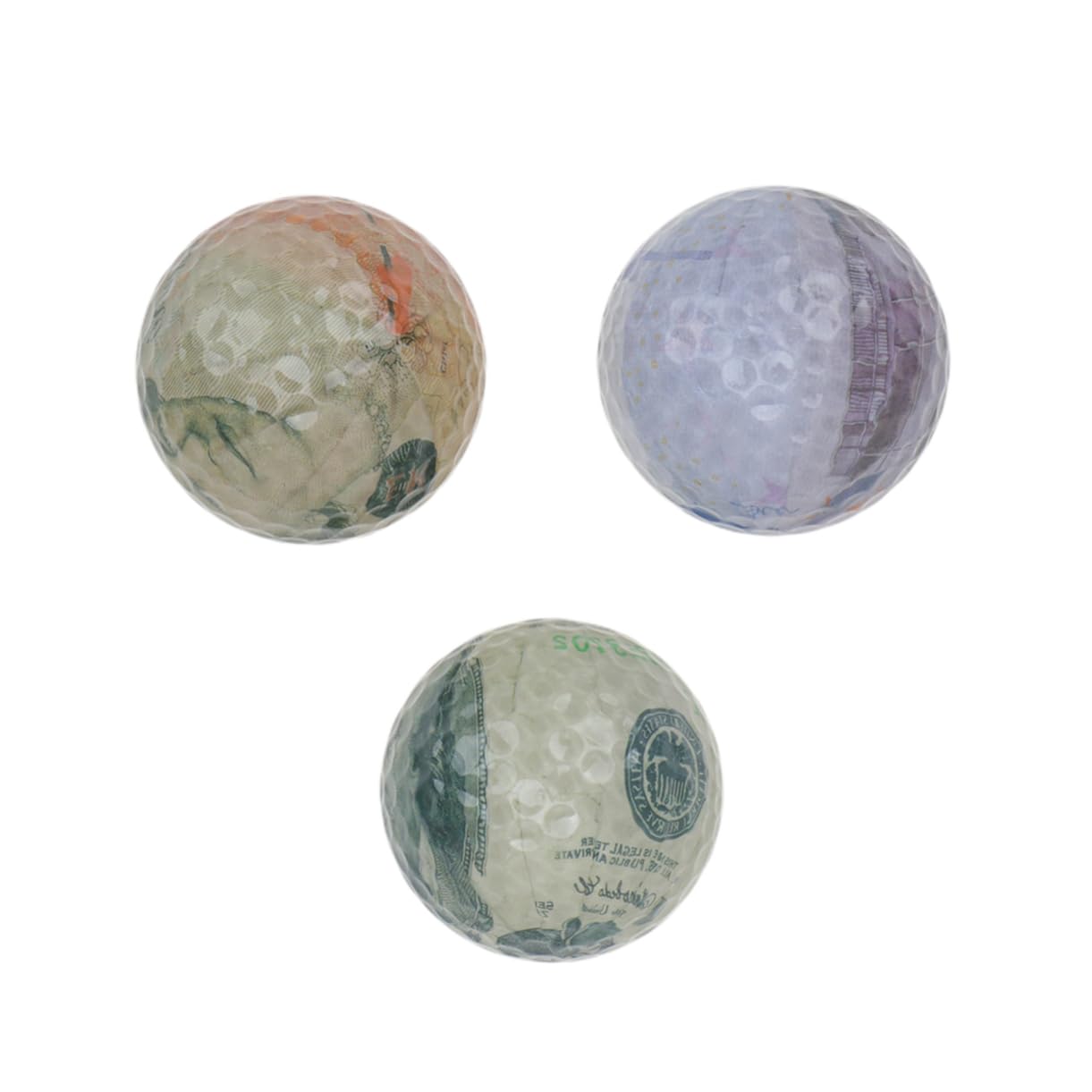 Mikikit 3pcs Currency Pattern Crystal Ball Stickers Practice Balls for Beginners 2-Layer Training Long Distance Hit