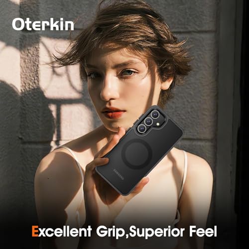 Image of Oterkin Magnetic for Samsung Galaxy S25 Plus Case Matte [Compatible with MagSafe][Frosted Translucent][Military Grade Protection][Shockproof Anti-Scratch] Slim Fit S25 Plus Phone Case (Black)