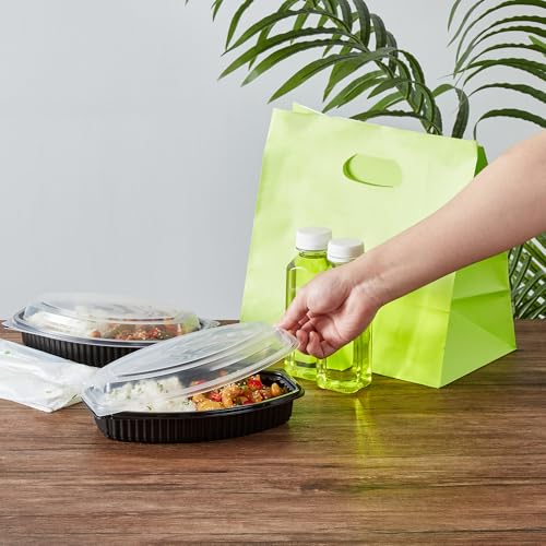Image of Restaurantware-Chef 101 21 Ounce Meal Prep Containers, 100 Microwavable To Go Containers With Lids - Disposable, Freezable, Black Plastic Oval Food Containers, Pack Hot And Cold Food, For Takeaway