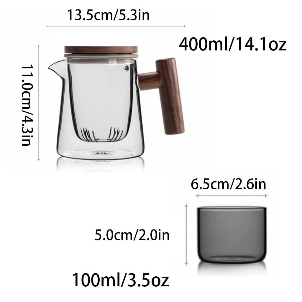 Einfache Teekanne für zu Hause, Teeservice, Glas-Teekessel mit Einsatz, tragbarer Teebereiter, Behälter 400 ml/14,1 Unzen