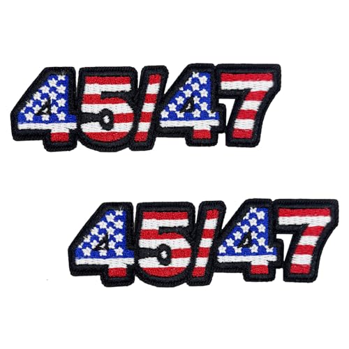 3.5 President 45 and 47 American Flag Embroidered Iron-On Patches