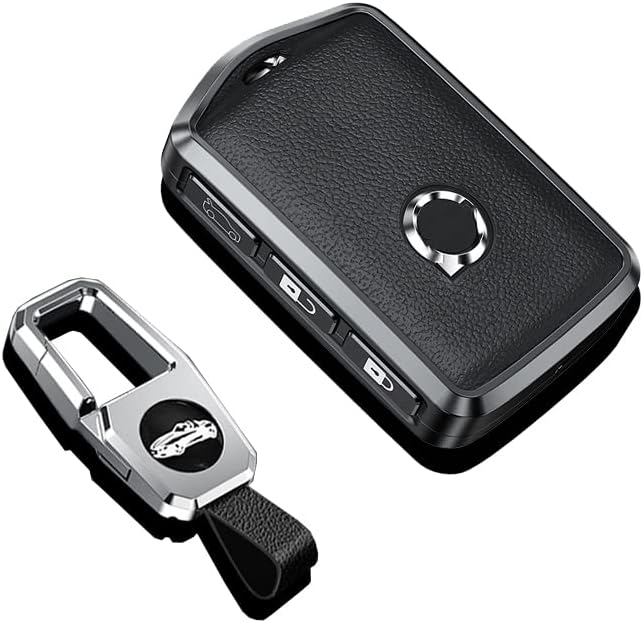 SANRILY Funda de llave para Volvo 2020 cayanne Metal cuero Smart Key Shell, Negro -