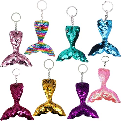 LiJuanWang Llaveros de Lentejuelas,8 piezas Llavero de Sirena,Llavero de Lentejuelas Flip,para...