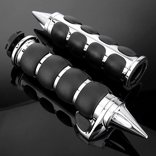 Miniatura 1 de KICRY Empuñaduras de mano para motocicleta de 1 pulgada para manillar de acelerador, 0.984 in, goma de aluminio cromada, negra, compatible con