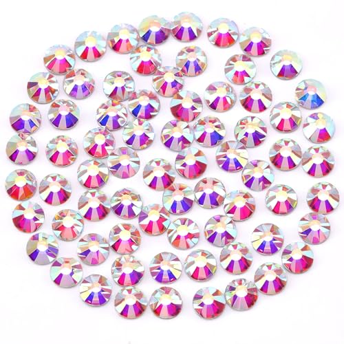 Image of Novani Crystal Rhinestones, Flatback Loose Gemstones 2880pcs Glass Rhinestones for Clothes Shoes Crafts Makeup Nail Art and DIY Decorations(SS4, Crystal AB)