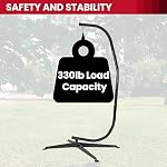 HECASA Fauteuil Hamock Support de chaise en acier lourd C pour chaise suspendue intérieure extérieure de porch 360 Rotation de degré 330LBS Capacité noire (à l'arrêt seulement)