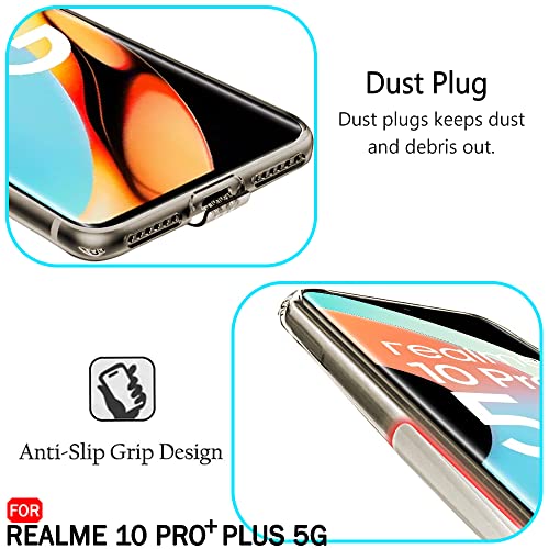 Image of TheGiftKart Back Cover Soft Case for Realme 10 Pro Plus 5G | Camera Protection | Inbuilt Dust Plugs & Anti-Slip Grip | Ultra Clear Slim Back Cover Case for Realme 10 Pro Plus (Silicone | Transparent)