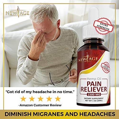 2 Pack Hemp Oil Pain Reliever, 1500mg of Organic Hemp, Pain Relief, Extra Strength, Grown & Made in The USA by New Age