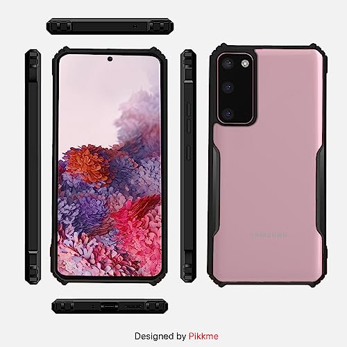 Image of Outlouders Back Cover for Samsung Galaxy S20FE | Ultra Hybrid Transparent | Full Camera Protection | Raised Edge | Crystal Clear Bumper Case (Black)