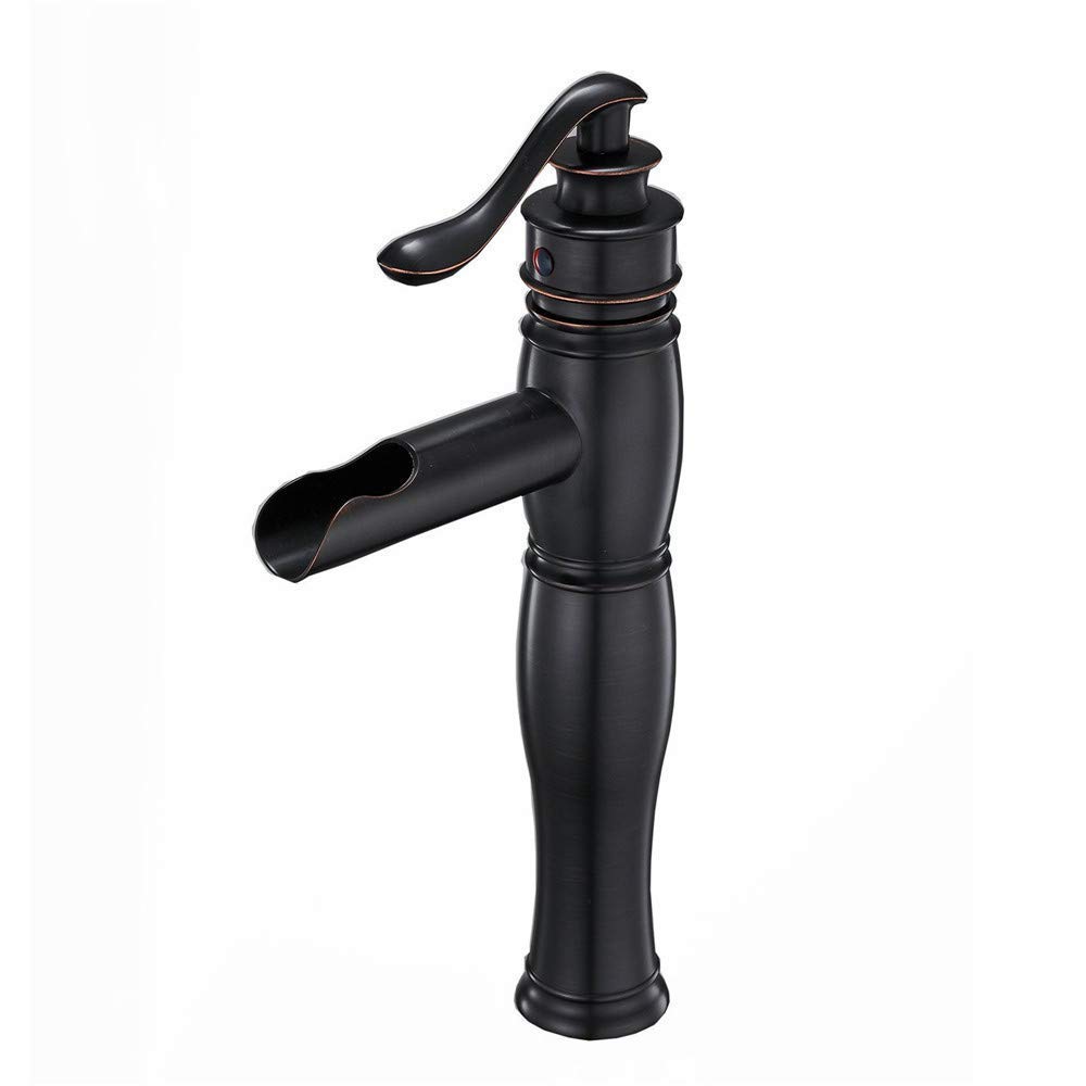 Grifo de lavabo Heigumian con caño de cascada alta y mezclador monomando robusto