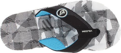 Image of Volcom Men's Recliner Sandals - Water-Friendly Flip Flops with Recliner Comfort Foam Footbed, Black Combo, 10