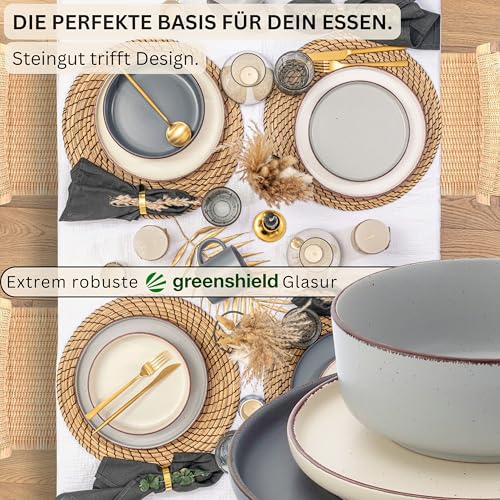 SÄNGER Bombay Moonlight | Kombiservice 20 teilig, Steingut Geschirr 4 Personen, 4x Speiseteller 4x Dessertteller 4x Schalen 4x Pastateller 4x Kaffeebecher, Teller Set bunt | VALUE COLLECTION