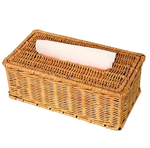 Preisvergleich Produktbild FJFSSH Schmuck Geschenkkarton Geflochtene Bambus Rattan Papierhandtuchhalter mit Papierhandtuchhalter, Aufbewahrungsbehälter for Servietten Auto, rechteckig Toilette (Farbe : Gelb)