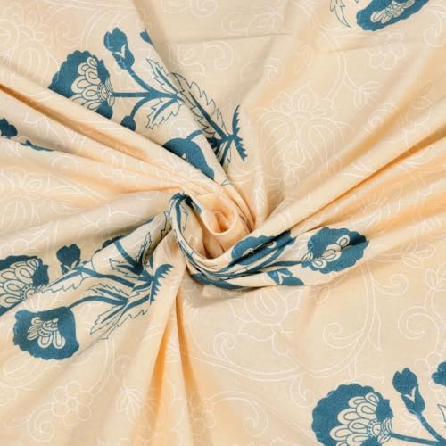 Image of Living Roots Ethnic Jaipur Block Print Double Cotton Bedsheet & 2 Pillow Covers, for Mattress Upto 6 inches Thick, No Colour Bleeding, Blue Colour, King Size 90 * 108 inches, 120TC (611-B)