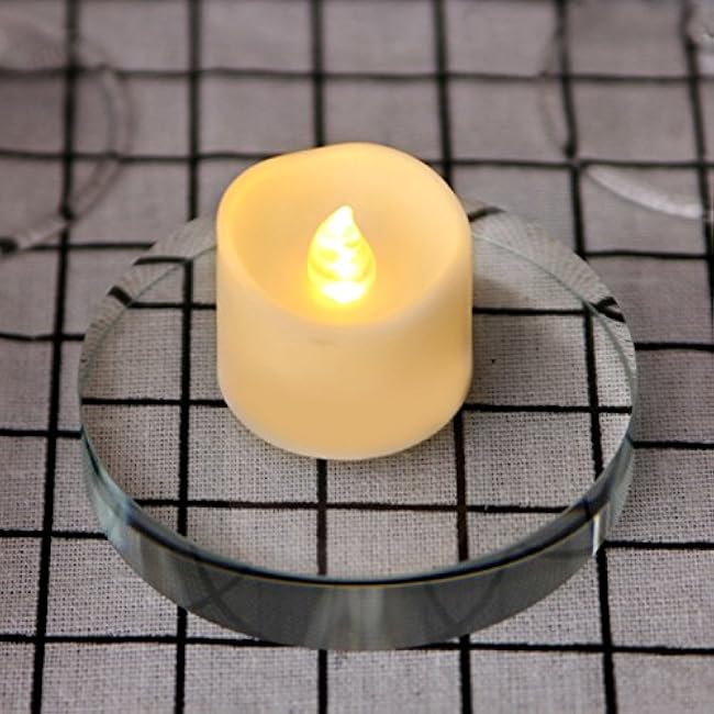 IMAGE Battery Tea Lights with Timer,Flickering Candles 12PCS 6hrs on and 18hrs Off in 24 Hours Cycle Automatically Timing LED Candles Lights with 100 PCS Decorative Fake Rose Petals-Warm White