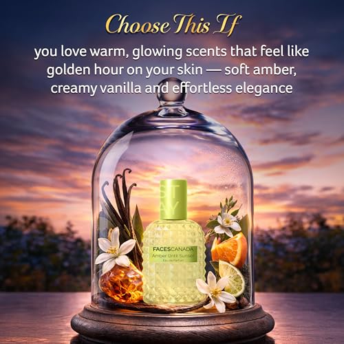 Image of FACES CANADA STAY Amber Until Sunset Eau de Parfum Mini for Women, 20ml | Long-Lasting Oriental, Ambery Vanilla Perfume with Bergamot, Amber, Vanilla & Musk | Warm Day-to-Night Scent | Premium Fragrance
