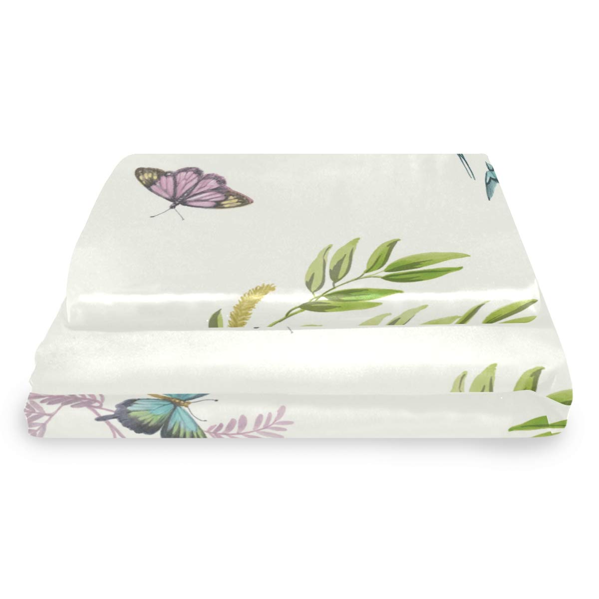 MONTOJ - Set di 3 federe con motivo a farfalle color crema, facili da montare, con 2 federe per adolescenti
