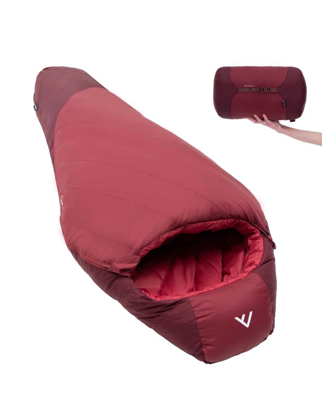 qeedo Daunenschlafsack Winter – sehr warm & komprimierbar, Komfort -5 °C, in 2 Größen, RDS Daune, wasserabweisend, Camping & Trekking