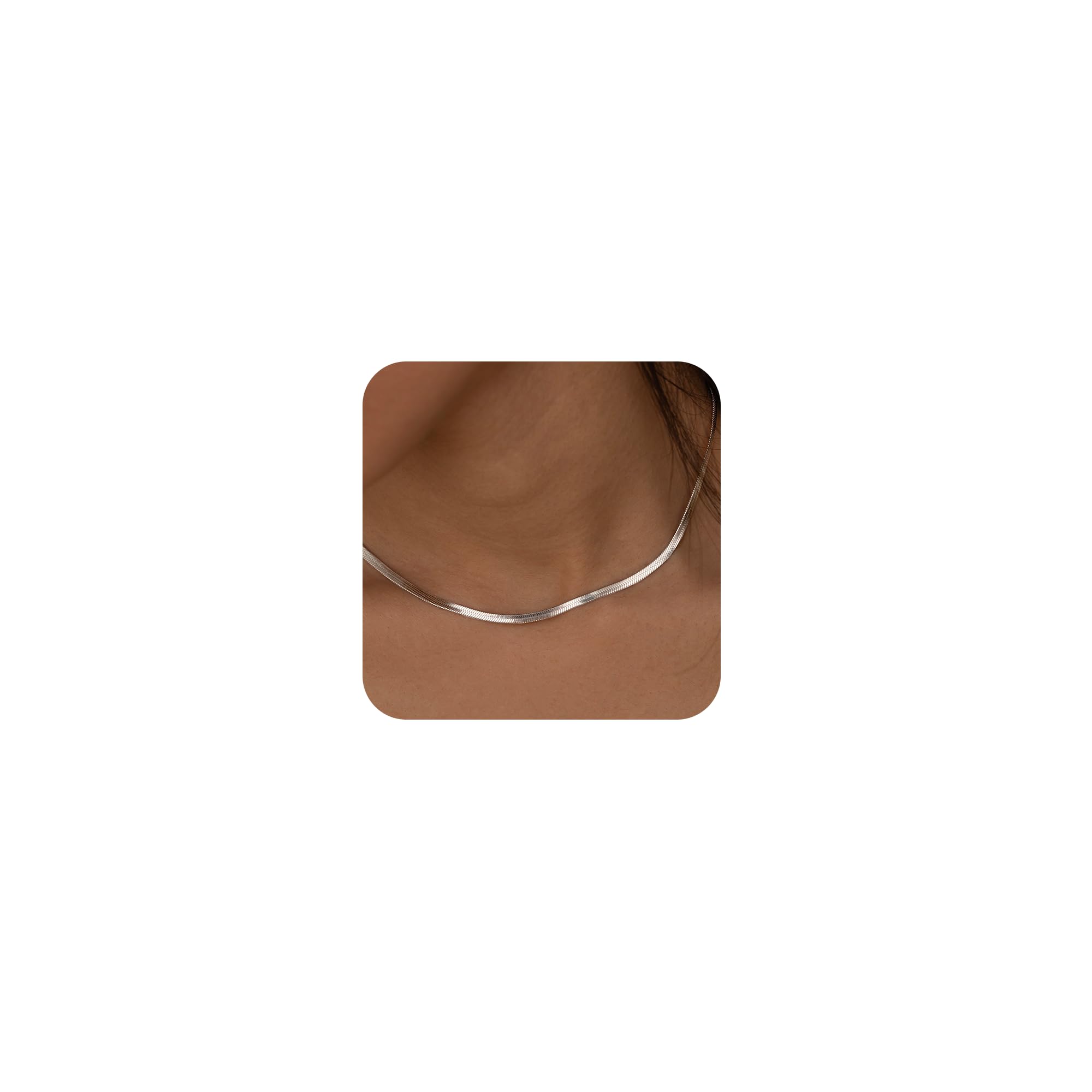 CHESKYGold Necklace for Women-14K Plated/S925 sterling silver Snake Chain Necklace Dainty Simple Chunky Herringbone Necklace Gold Choker Necklaces Jewelry for Women