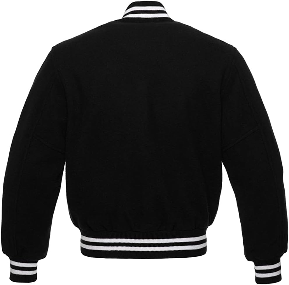 Kicky ALL Wool Varsity Jacket Letterman Baseball Bomber Jacket Melton Wool Body and Sleeves, 19 colors options