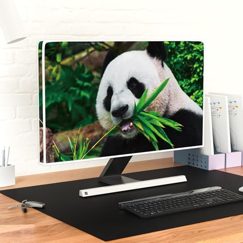 Image of Giant Panda Waterproof Screen TV Dust Covers 32 Inch Panda Eat Bamboo Weatherproof Dust-Proof Anti-Scratch Anti-Static TV Screen Cover Protective for LCD LED PC Desktop and Home Hanging TV