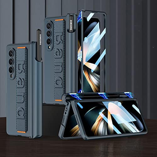 Coque Galaxy Z Fold 4 rigide verte avec porte-stylo magnétique et film