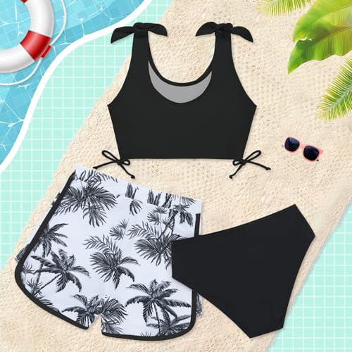 Image of Weixinbuy Girls Swimsuit Bikini Set 3 Piece Kids Tropical Print Swimwear