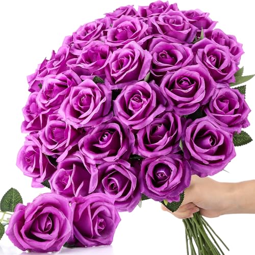 Thiccywoov 30 Pcs Rose Artificial Flowers in Bulk Real Touch