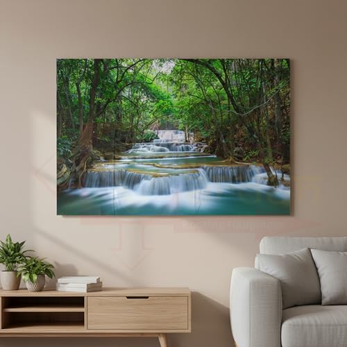 Image of Vastu Vardan Waterfall Scenery Poster | Natural Paintings for Living Room | Size 13 x 19 Inch Approx | Wall Scenery for Bedroom, Office, Home Decor | Painting Without Frame |