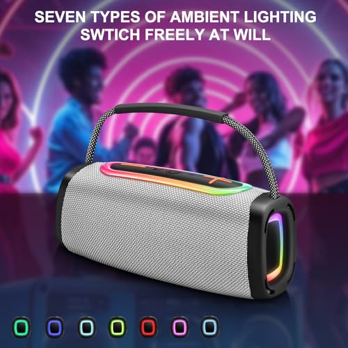 Image of Matast Bluetooth Speaker 60W, BT5.4 Portable Wireless Speaker with Loud Stereo Sound, IP6 Waterproof, Portable Speaker with RGB Multi-Color Rhythm Lights for Outdoor /Home /Party /Beach as Gift Gay