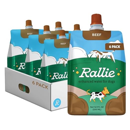 Rallie Beef Flavored Hydrogen Water for Dogs with Electrolytes Glucosamine and B Vitamins, 16.9oz 6 Pack, Dog Liquid Multivitamins Supplement for Hydration and Joint Support, For Puppies to Large Breeds, 15 ppm