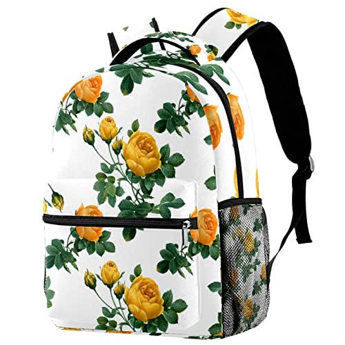 Sac à dos fleurs jaunes ergonomique pour soulager le dos sur le campus