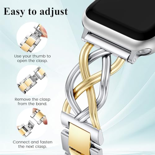 Image of TOYOUTHS Dressy Bracelet Compatible with Apple Watch Bands 38 /40 /41 /42 /44 /45 /46 /49mm Women, Celtic Stainless Steel Metal Fancy Nice Pretty Strap for iWatch Series 11 10 9 8 7 6 5 4 Ultra /SE 3 2 1