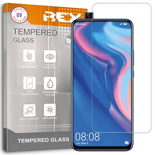 REY Protector de Pantalla para Huawei P Smart Z - Huawei Y9 Prime 2019, Cristal con Doble Protección UV, Vidrio Templado Premium 9H+