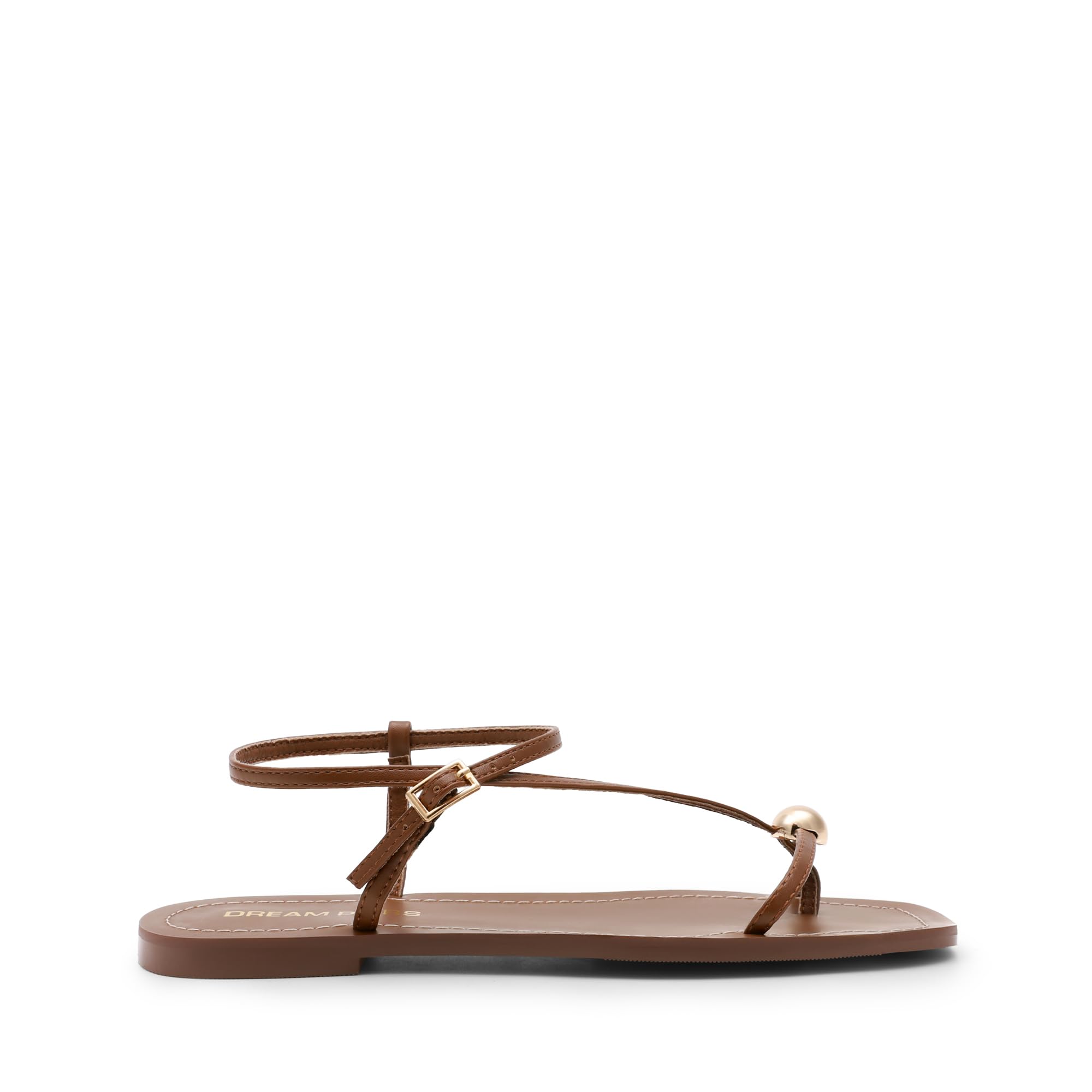 DREAM PAIRS Women's Strappy Flat Sandals for Women Comfortable Open Square Toe Sandals Dressy Beach Thong Cute Wedding Summer Ankle Strap Sandals — view 4